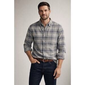 Faherty Mens S Super Brushed Flannel Grey Falls Plaid Gorpcore $168